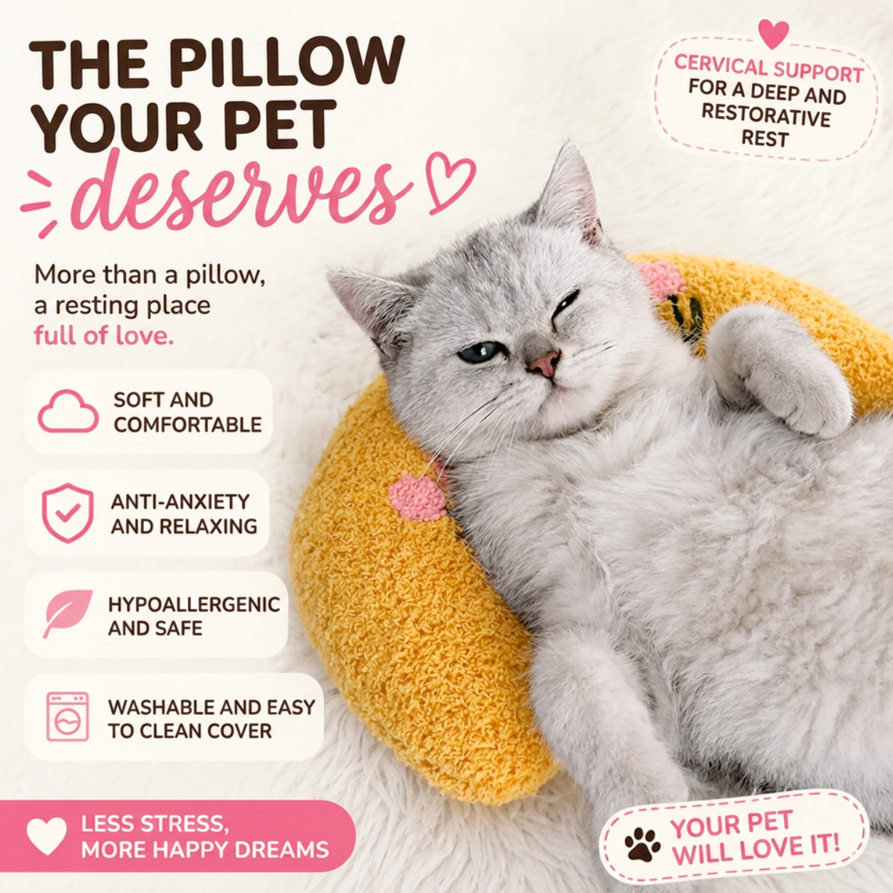 Pet Pillow for Dogs & Cats 🐾